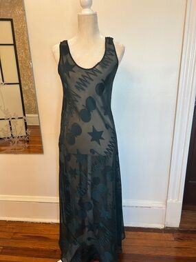Vintage Victoria's Secret green Sheer Star & Swirl Maxi Slip Dress